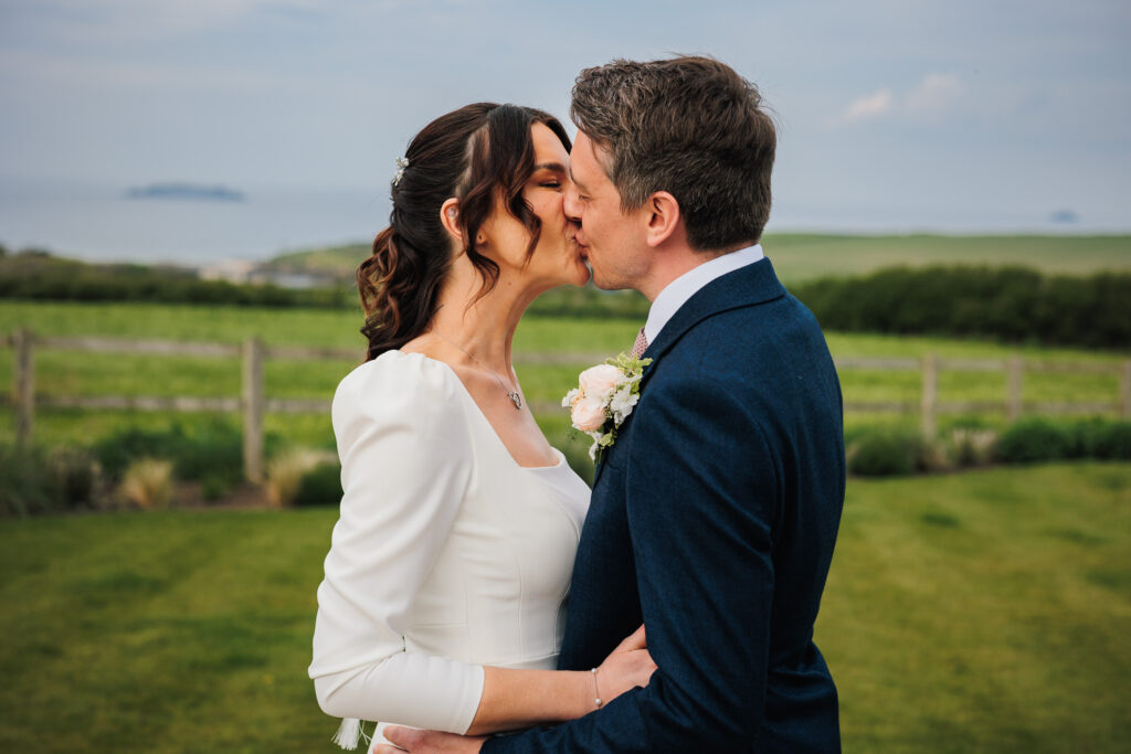 Al and Jen during their ceremony micro wedding in cornwall.Captured by Cornwall Wedding Photographer Chris Armstrong Photography